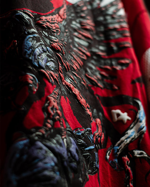 REBEL- Red T-Shirt | Missile-Stopping Eagle Design | 3D Puff Print Streetwear | Oversized Fit