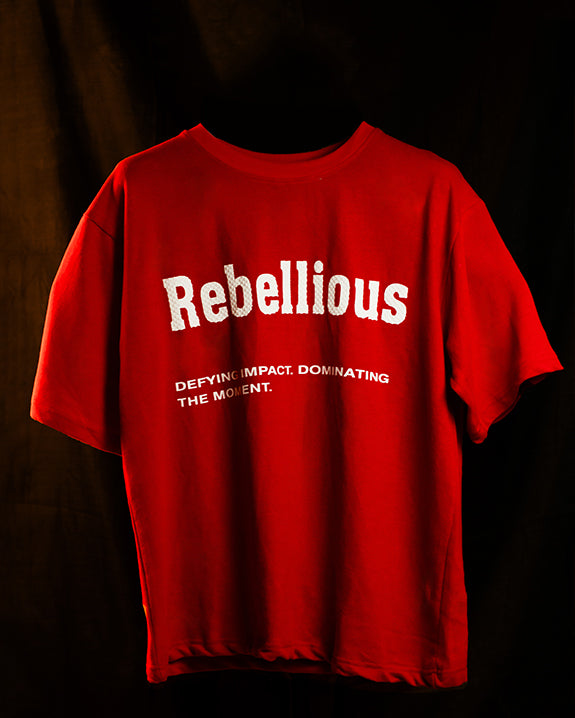 REBEL- Red T-Shirt | Missile-Stopping Eagle Design | 3D Puff Print Streetwear | Oversized Fit