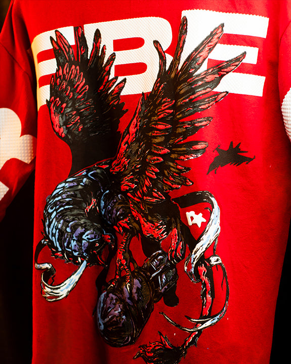 REBEL- Red T-Shirt | Missile-Stopping Eagle Design | 3D Puff Print Streetwear | Oversized Fit