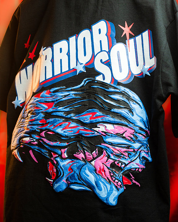 WORRIOR SOUL Oversized T-Shirt – Distressed Streetwear Tee – 280 GSM Heavy Cotton – Unisex Battle-Ready Fit